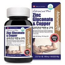 네추럴라이즈 글루콘산 아연 앤 구리 100정+약케이스, 단품, 850mg*100정