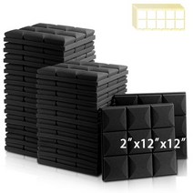 음향사운드디퓨저 흡음 스피커흡음판 베이스트랩 판넬 방음재 방음 103712, High Density_24 Pcs, MGT-Black