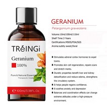 100ml 순수 천연 티 트리 에센셜 오일 디퓨저 스킨 케어 마사지 시트로넬라 레몬 민트 유칼립투스 라벤더 아로마 스파, [01] 100ml, [17] Geranium