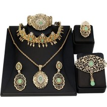 Sunspicems 골드 컬러 아랍어 신부 웨딩 쥬얼리 세트 모로코 Caftan 액세서리 속이 빈 아라베스크 핑크 민트 그린 크리스탈