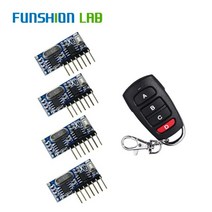 리모컨 찾기 FUNSHION-RF 제어 송신기 및 433Mhz 무선 수신기 학습 코드 1527 디코딩 모듈 4 채널 출력 버, 검은 색