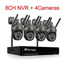 Techage 무선 비디오 보안 카메라 시스템 야외 양방향 오디오 와이파이 IP 카메라 P2P CCTV 감시 NVR 키, 02 8CH NVR 4 Camera C_02 1t