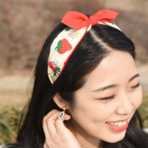 보드미 반다나머리띠 파스텔 베리베리 딸기 리본 헤어밴드 머리띠 5Colors