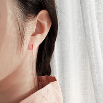 925실버 민자 스틱 바 롱체인 드롭 귀걸이