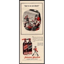 1947 조니 워커 위스키 - Airplane Alcohol 오리지널 빈티지 AD