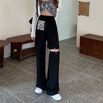 여성 댄스복 간지나는 댄스걸 조거팬츠MEXZT 고딕 여성 하이 웨이스트 와이드 레그 팬츠 블랙 할로우 아웃