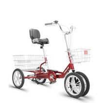 성인용 수동 카트 자전거 세발자전거 어른 마실용, 노란색 16인치 스틸 프레임 싱글 휠