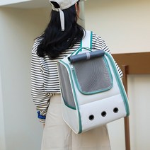 코믈리 반려동물 삼면통퐁 백팩형 이동가방, 그린
