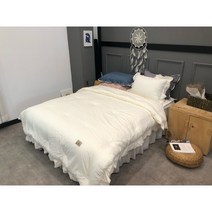 이불+패드+베개커버+베개솜 오가닉 코튼 100% 순면 먼지없는 알러지케어 프릴 차렵 퀸 이불세트