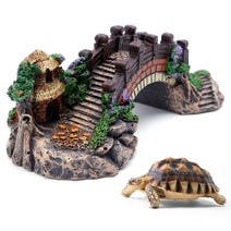 수족관 장식 물고기 탱크 다리 조경 거북이 계단 레트로 아치 다리 장식품 트리 수지 14.7cm x 4.9cm