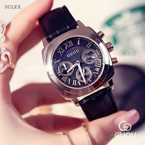 슈럭스 [당일출고 이벤트중] GUOU 스퀘어 남녀 패션 가죽시계 나토밴드 시계 3종 + 선물포장