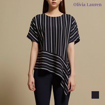 [올리비아로렌_20] 스트라이프 언발 블라우스_VOCNSWM4126