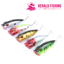 헤럴드낚시 하드베이트 루어낚시 탑워터 플로팅미노우 포퍼 6.5cm 11.8g 쏘가리 꺽지 볼락 배스 고등어 미노우 루어, 컬러 B