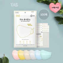 (컬러마스크) 타스마스크 포시즌스 컬러에디션 새부리형 대형 100매입 패션마스크 톤업마스크, 에메랄드그린, 1매입 x 100팩