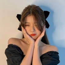 온리정 지수 머리핀 옆머리 포인트 리본 집게핀 2피스 세트
