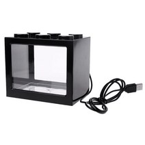 베타물고기 구피 해수어 금붕어키우기 USB 미니 수족관 물고기 탱크 LED 램프 빛 Betta 싸움 실린더 장식