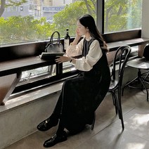 클루디 레이어드 러플 퍼프 핀턱롱원피스