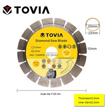 TOVIA-원형 다이아몬드 톱 블레이드 125mm 커팅 도자기 타일 세라믹 디스크 화강암 대리석 콘크리트 석재, 04 PAS53 125mm