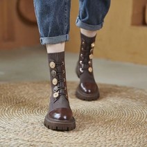 어그부츠플랫폼 Pofulove Women Boots Spring Winter Shoes Fashion Design Platform Brown Black Leather Botas B