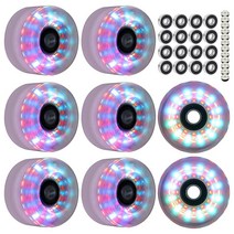 FOMOTEAM 롤러 스케이트 휠 야광 조명 장착 실외 또는 실내 58mm 32mm 82A (8개 세트) (레드), Multicolor