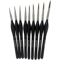 수채화 붓 유화 kolamoon 9개 극세 미술 화선 면상필 화필 수묵화 일본화 일본 직배송, 블랙
