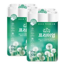 행운드림 프리미엄 3겹 30롤 30m x 2팩 천연펄프 물에 잘 풀리는 화장지, 30개