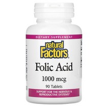 내추럴 팩터스 엽산 1000mcg 90정 비타민 B9, 1000 mcg, 1000 mcg
