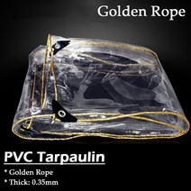야외 투명 방수포 .MM 정원 발코니 PVC 방수 천 문 창 커버 텐트 캔버스, [02] .x.m, [04] Golden Rope