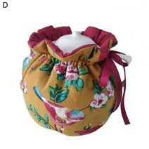 티코지 두꺼운 꽃 패턴 티포트 커버 눈길을 끄는 코튼 홀더 슬리브 분리형 드로스트링 가정용, D