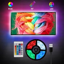 바키온 티비 모니터 RGB LED 간접 줄조명 네온 스트립 간접등 리모컨 포함 풀세트, 1M