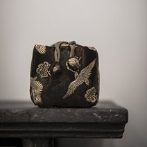 SKANDSALO 중국식 구름과 비단 주머니 단배자루 차를 음미하는 잔 수납가방 다기 자사호 퀵컵, 큰사이즈 라지 소나무 가지 두루미 학