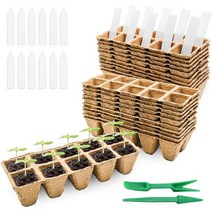 모종 R2LD Seed Starter Peat Tray Kit Biodegradable Germination Seedling Trays Plant Marker Starting Po, [01] as shown