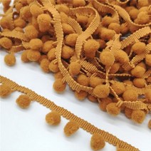 2 야드 Pom 레이스 트림 볼 리본 미니 진주 Pompom 프린지 바느질 Kintted 패브릭 수제 DIY 공예 액세서리, 24 Brown