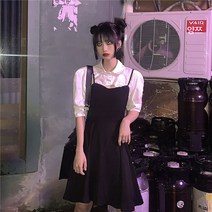 모링가 퍼프소매 숏셔츠+나시 슬림핏 원피스 투피스 커플룩