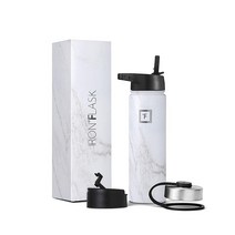 Iron Flask 스포츠 물병 22 Oz 누출 방지 진공 단열 스테인리스 스틸 이중 벽 보온 머그잔 메탈 캔틴, Carrara Marble
