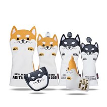 아키타 클럽 헤드커버 귀여운 Golf Club Cover 골프채커버, 블랙일자퍼터커버-MSAS04