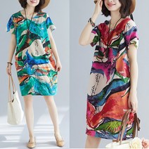 바바라옷장 루즈핏 B-21652 미디엄 면 원피스/ 빅사이즈/루즈핏/임부복/엄마옷/린넨/쉬폰