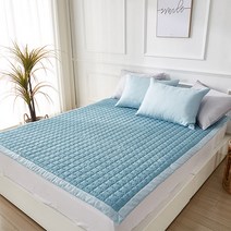 풍기인견패드 여름 침대패드 누빔 이불패드 슈퍼싱글 퀸 라지킹 논슬립 패드 보렐, 블루