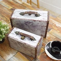 2P세트 지도화이트 빈티지박스 가방 트렁크 인테리어 장식 연출 소품.퍼스트앙(무료배송), 가방2P