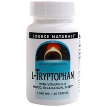 소스내츄럴스 L-트립토판 1000mg 비타민 B-6 포함 타블렛, 30개입, 1개, 30정