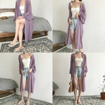 루즈핏 로브 롱가디건 S 퍼플 여름로브 로브