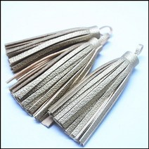 비즈공예 원석 6pcs geniune 가죽 tassels 펜 던 트 크기 8cm 길이 쥬얼리 액세서리 키 체인 보석 구성 요, 01 golden