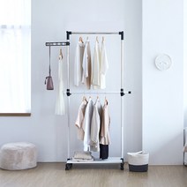 이지온 국민튼튼 이동식 2단 행거 EOR2-800BCM 원목 선반 원룸 고급 옷걸이 행거, 옵션3.그레이선반