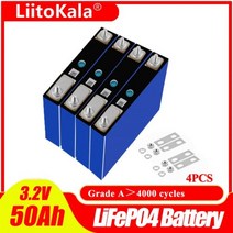 자동차 교체 대용량 LiitoKala 리튬 철 인산염 배터리 셀 태양 에너지 저장 충전식 lifepo4 팩 DIY 3.2V 50Ah 12V 52Ah, 4pcs 3.2V50Ah(M6)