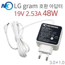 노트킹 LG 올뉴그램 15ZD980-GX5BK WA-48B19F S 19V 2.58A 48W (3.0) 일체형 화이트 호환 아답타 충전기, AD-NK4819G + 파우치