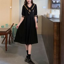 여름 복고풍 원피스 제주도 옷차림 대학생 스타일 검은 블랙 드레스 스커트 B3