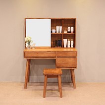 [리버퍼니쳐] 고무나무원목안다르수납화장대스툴, 네추럴