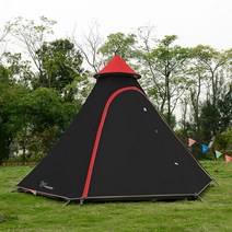 몽골텐트 게르고품질 초대형 3-5 인용 더블 레이어 인도 몽골 육각 캠핑 가족 텐트 초경량 인디언, 검은색, 02 Black