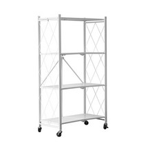 오브민 원터치 접이식 이동식 폴딩 수납 선반 화이트, 화이트4단