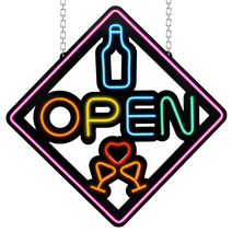 LED보드나라 오픈 OPEN LED보드 LED간판 네온 사인 보드 카페간판 약국 영업중 간판, LED실리콘 L_대형 OPEN 주점 BAR